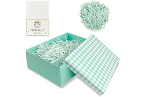 MOROCKET Geschenkbox Mit Deckel, 25x18x8.5cm Geschenkkarton, Luxus Geschenkbox Mädchen, Geschenkbox Mit Schleife Grußkarte Füllmaterial, Schachtel Groß für Geburtstage Hochzeiten Valentinstag (Grün Weiß)