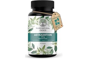‎PURE NATURAL CHOICE Pure Natural Choice Astaxanthin 12 mg – vegane Depot-Kapseln aus Mikroalge (Haematococcus pluvialis) – TÜV-geprüft, ohne Zusatzstoffe, Made in Germany
