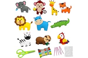 DvBCNMe Nähset Kinder, 10 Stück Waldtier Nähspass, Stickset Kinder ab 6 Jahre, Animals Sewing Kit, Bastelset für Mädchen und Jungen