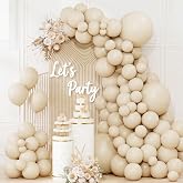 QIFU Metalliska Sand Vit Latex Ballong Bågsats-100 Pcs Sandvita Ballong | Nude Beige Ballongbåge, Olika Storlekar 5 10 12 18 