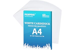 PENPRIS A4 300gsm Bianco Carta Cartoncino 60 fogli Cartoncino con copertina in cartoncino Carta pesante Carta spessa per realizzare cartoline fai da te, inviti, cartoline, biglietti da visita PAC01WH060