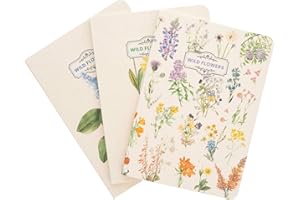 Grupo Erik - Lot de 3 Carnets Wild Flowers, Carnet de Notes A6, Notebook, Carnet de Voyage, Carnet de Recettes, Journal Intime