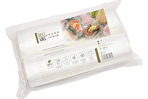 DeliVac Vakuumierrollen - 2 Folien-Rollen, 20x600cm, Vakuumierbeutel für alle Vakuumierer | Vakuumbeutel für Lebensmittel | Vakuumrollen | Sous-Vide