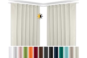 BEAUTEX 2er Set Kräuselband Verdunkelungsvorhang mit U-Band, Gardinen abdunkelnd und Blickdicht (Breite: 140 cm, Höhe: 175 cm, Farbe: Creme)