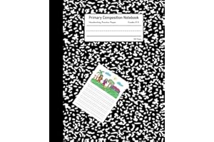 Primary Composition Notebook: Grades K-2 School Exercise Book, Black Marble, Handwriting Practice Paper (Dotted Midline and Picture Space)