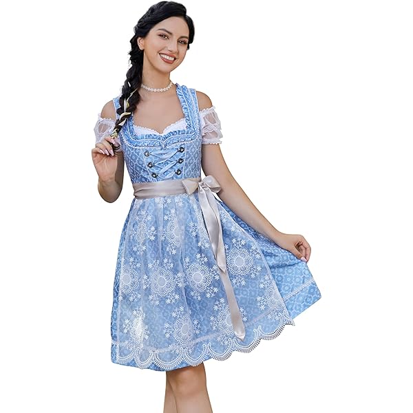 Jecarden Dames Dirndl 3-delige midi klederdrachtjurk dames dirndljurk met kant klederdrachtmode incl. dirndlblouse dirndlschort voor Oktoberfest carnaval speciale gelegenheden, zwart, 40