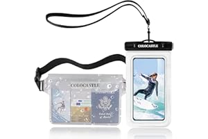 COLOCASTLE Pochette Etanche Smartphone, Sac Etanche Telephone Portable Etui Pochette Imperméable avec Sangle Réglable, IPX8 Plage Accessoire pour Nage Pêche Kayak Natation Rafting Surf