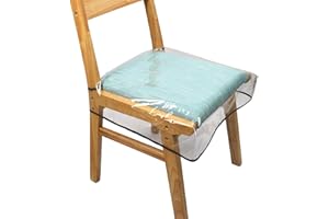 Ompinda Clear Plastic Chair Covers, Transparent and Waterproof Thickened PVC Plastic Seat Slipcover Dining Chair Protector with Adjustable Belt Strap for Most Chairs (2)