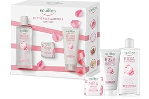 equilibra Viso, Kit Viso Rosa Ialuronica Idratante, Rosa Acqua Pura Rinfrescante, Rosa Sapone 100% Vegetale detergente, Rosa Ialuronica Crema Viso Idratante, Confezione Regalo