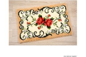 Vervaco Rosenteppich Knüpfteppich mit Knüpfhaken, Baumwolle, Mehrfarbig, 75 x 45 x 1 cm
