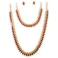 AFJ GOLD Copper Gold Plated and Stone Haram Set Long Necklace Haram Set for Women & Girls (Yellow)