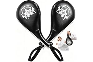 Noamus 2 Pack Taekwondo Kick Pads, Durable Striking Target Paddles, TKD Karate Martial Arts Strike Targets, Kickboxing Training Equipment Sparring Gear for Kids Youth Adult, Black