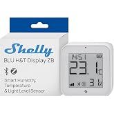 Shelly BLU H&amp;T Display ZB White - Smart Temperature and Humidity Sensor, Bluetooth and Zigbee Monitor, Indoor Thermometer and