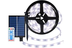 EONANT Striscia luminosa solare 10m 240led impermeabile flessibile nastro LED, decorazione della striscia luminosa LED, festa nuziale di Natale del giardino, 8 modalità con telecomando (Bianco)