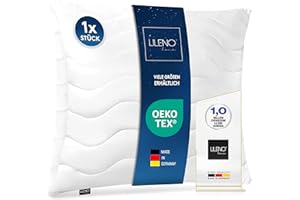 LILENO HOME Poduszka dla alergików 80x80 (1szt) – możliwość prania w temperaturze 95°C, certyfikat Oeko-Tex & wykonana w Niemczech – poduszka 80x80 dostosowywalna dla niezwykłego snu – poduszka