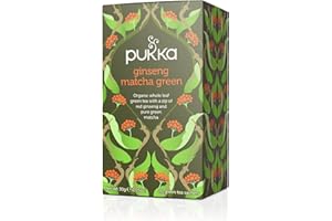 Pukka Herbs | Ginseng Matcha Green Organic Tea Box | Ginseng, Lemongrass, Ginger, Matcha & Green Tea | For Everyday Vitality | 4 Packs | 80 Plant Based Biodegradable Tea Bags
