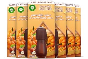 Airwick Essential Mist Refills, Pumpkin Spice & Everything Nice, Pack 6 x 20 ml, Natural Essential Oils, Last up to 270 days, Air freshener