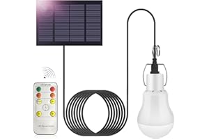 DDLISU Ampoule à LED Solaire à l'extérieur 3W avec Télécommande, Lampe Suspendue de Travail portable Rechargeable par USB avec Capteur de Lumière, pour Camping, pêche, Jardin, Intérieur et Extérieur