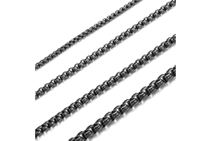 HSWYFCJY HSWUFCJY Collier Homme Chaine Acier Inoxydable Or/Argent/Noir Chaine Acier Inoxydable Femme Largeur 2-4 mm Boîte Chaîne Lien Collier Longueur 45-70 cm