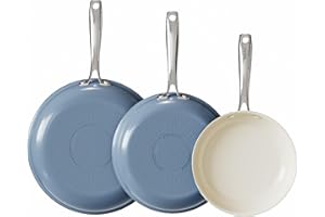 Redchef - Set di padelle con rivestimento in ceramica, antiaderenti, 20/24/28 cm, per tutti i piani cottura, senza PTFE, PFAS, PFOA, lavabile in lavastoviglie, blu