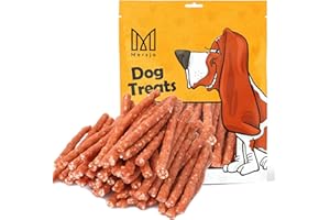 MERSJO friandises pour Chiens - 83% Haute teneur en Viande, Pas d'additifs, sans céréales ni Sucre, Friandises pour Chiens en complément Quotidien, Canard et Riz Kabanos, 500g