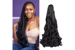 WoWCFyyds 8 sztuk francuskich loków, 50 cm, luźne fale, spiralne zaplatanie włosów, 75 g/opakowanie, miękkie, francuskie loki, syntetyczne przedłużki do zaplatania (1B)