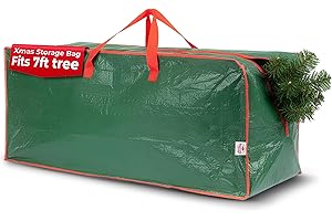 Christmas Village 7ft Christmas Tree Storage Bag - Heavy Duty Christmas Tree Bag with Full Length Double Stitched Zip and Carry Handles (Green, 7ft Xmas Tree Storage Bag)