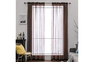 MIULEE Tende Trasparenti Con Passanti Morbidi Finestre per Salotto Eleganti Soggiorno per Camera da Letto e Tende Cameretta Bambini 2 Pannelli 140x215cm Marrone