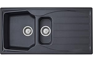 Liquida CMP15GR 1.5 Bowl Reversible Graphite Grey Kitchen Sink and Waste Kit