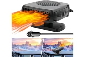 RUICUBEI 200W Chauffage de Voiture,Portable 12V Chauffage Voiture Allume Cigare Réchauffeur Rapide 360° Réglable avec Purification de l'air et Allume-Cigare pour Tous Les VéHicules Chauffage Voiture (1PCS)