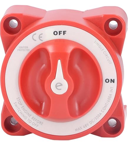 Blue Sea Systems Selettore Di Batteria 5511e - On-Off-Combine, 2 Circuiti, 350A, 32V DC, Rosso - 5