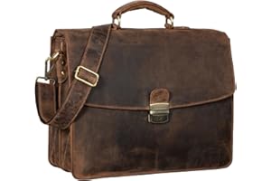 STILORD 'Loris' Classic Briefcase Leather for Men Vintage Business Bag Office Satchel for Trolleys