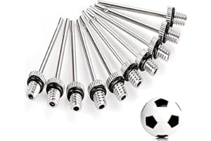 iJiZuo Aiguilles de gonflage pour Pompe à Ballon (Lot de 10), Aiguilles de gonflage en Acier Inoxydable, pour Les Pompes de Ballons de Basketball, Football, Volleyball, Rugby, Handball, Waterpolo