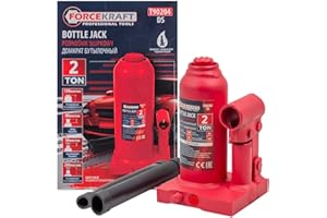 ‎FORCEKRAFT hydraulischer Wagenheber, Stockwagenheber, Stempel-Wagenheber, Tragkraft bis 2000 kg, gefertigt aus Qualitätsstahl, 150-280mm, red