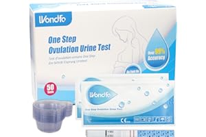 Wondfo Test d'Ovulation avec Récipient d'urine 50 Bandelettes de LH sensibles à 25 UI/L test de fertilité Fertility Predictor