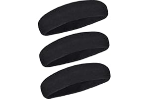 WILLBOND 3 Pièces Bandeau de Sport pour Hommes et Femmes, Bande de Cheveux Élastique Non Slip Évacuation de l'Humidité Bandeau en Coton pour Sports