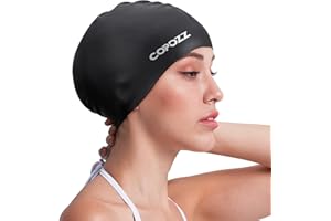 ‎COPOZZ COPOZZ Erwachsene Badekappe, Unisex Wasserdicht Schwimmkappe für Herren Damen, Lange Haare Silikon Swimming Cap Bademütze für Männer Frauen