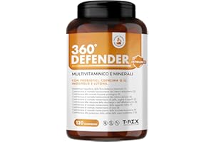 T-REX INTEGRATORI Multivitaminico Multiminerale con Probiotici, Vitamina B12, Acido Folico e Coenzima Q10 | 360° Defender Integratore Multivitaminico Completo con 14 Vitamine e 5 Sali Minerali