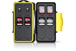 KUPTONE Étui résistant à l'eau et aux Chocs pour Cartes mémoire SDHC/SDXC 24 emplacements pour 12 Cartes SDHC/SDXC et 12 Cartes Micro SD Protection étanche en Caoutchouc