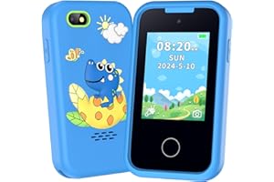 KAKTIN Kids Phone for Boy, Toddler Toy Phone Birthday Gifts Toys for 3 4 5 6 7 8 years old Kids Smart Phone with Dual Camera Music Player Puzzle Games,SD Card (Blue)