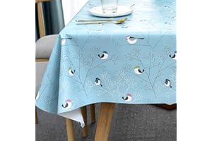 Plenmor Nappe de Table Nappe de Table PVC Plastique Lavable à l'eau. Protecteur de Table rectangulaire imperméable pour Cuisine, Pique-Nique, extérieur, intérieur (137 x 185 cm, Birds-2)