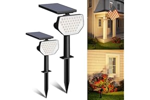 Lepro 2 x zewnętrzna lampa solarna, mocny zewnętrzny reflektor solarny, wodoodporny zewnętrzny reflektor solarny IP65, ciepłe światło, regulowany 135°, do ogrodu, na ścieżki, garaż i taras