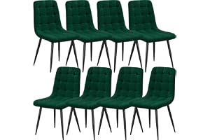YOUDENOVA Matstolar, uppsättning om 8, sammet, grön, vadderad, ergonomiskt