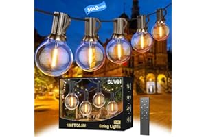 SUWIN Catena Luminosa Esterno, 30M LED Luci da Esterno Giardino, Catena Luci Impermeabile Lucine with 50+2 Filo Lampadine per Natale Terrazzo Matrimonio Partito Esterni Decorative Luminarie