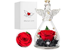 ‎ELEUTH ELEUTH Ewige Rose Geschenke für Mama,Ewige Rose Glas Engel Figuren mit Echte Rosen,muttertagsgeschenke für Mama,Muttertag Blumen,Geschenk für Frauen Mutter Oma Muttertag,Jahrestag,Valentinstag
