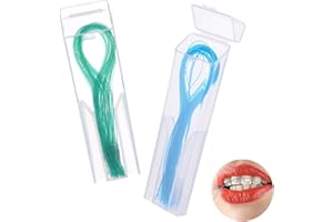 Amabro Lot de 100 enfile-fils dentaires pour nettoyage en profondeur, pour appareils dentaires, ponts, implants, soins bucco-dentaires (vert)