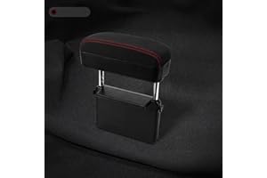 Qirc Car Armrest Box Protector Center Console Armrest Extender Elbow and Forearm Wrist Support Adjustable Height Comfort Pad Universal (Black Red - Suede)