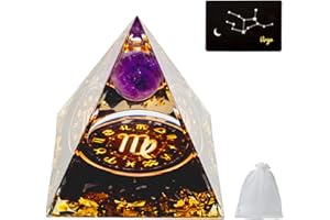VBNZBK Piramide di Ametista, Cristalloterapia Pietre, 12 Segni Zodiacali, Piramide di Cristallo, con 1 Biglietto e 1 Sacchetto Regalo in Rete, Spirituali Decorazione Regalo per Donne Uomini(Vergine)