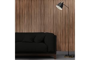 GOODS EMPORIUM Slat Wood Wall Panels - Decorative & Sound Absorbing Contemporary Acoustic Slatted Wall & Ceiling Panelling (Walnut Sample 12CM)