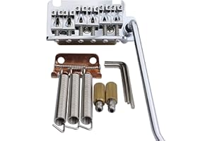 Guyker Nieblokujący 2-punktowy mostek gitarowy Tremolo z siodełkiem systemu Tremolo i pełnowymiarowym mosiężnym blokiem Część zamienna maszyny CNC (chrom, GG510)